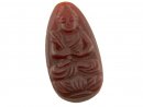 Pendant - carnelian, praying buddha, frosted dark red,...