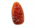 Pendant - carnelian, buddha, orange red, 22x43 mm /B056