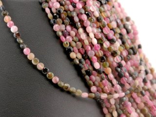 Tourmaline strand - faceted disc, 2x4 mm, pink /4213