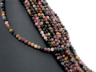 Tourmaline strand - faceted spheres 5 mm multicolor, length 39 cm /4181