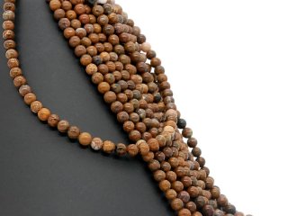 Turquoise- Matrix strand - round 6 mm, brown green patterned 39,5cm /5146