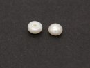 2x Cultured pearl - button 3x5 mm white, part drilled /R272