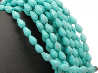 Howlite strand - faceted drops 8x12 mm turquoise, lenght 20 cm /5378