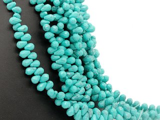 Howlite strand - faceted drops 6x9 mm turquoise, lenght 17,5 cm /4825