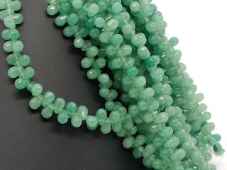 Aventurine strand - faceted drops, green, 6x9 mm - lenght 17,5 cm / 4195
