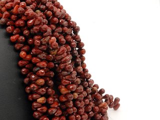 Jasper strand - faceted drops 6x9 mm, red and brown, length 18 cm /4629