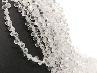 Rock crystal strand - faceted drops, 6x9 mm - lenght 19cm / 4627