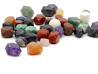 Gemstones - hexagonal and other shapes, multicolour, 300 g /R180