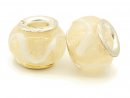 Glass bead element - rondelle 10x14 mm yellow and white, 2 pcs /R016