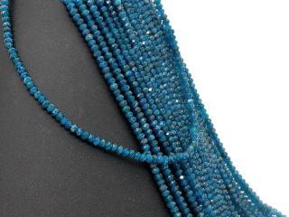 Apatite strand - faceted rondelle 3x4 mm deep blue, length 39cm /4194