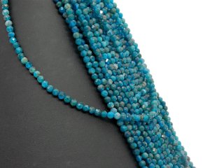 Apatite strand - faceted spheres 4 mm sea blue, length 38.5 cm /4065