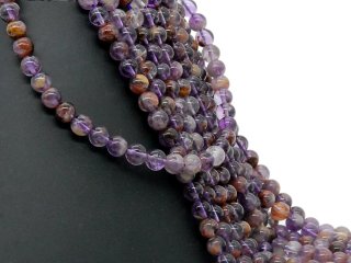 Ametrine strand - spheres 8 mm lilac and red yellow, length 40 cm /1349