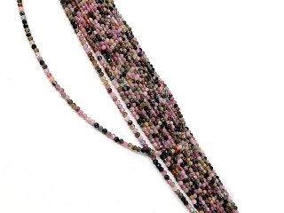 Durchbohrte, facettierte, bunte Turmalin-Kugeln