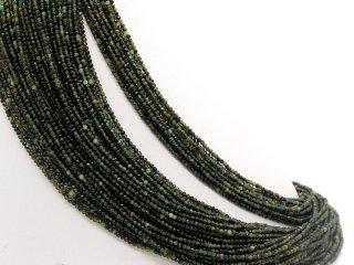 Cordon de Diopside - boules à facettes 2 mm vert, 38,5 cm / 1766