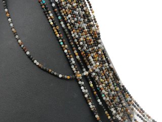 Turquoise strand - faceted spheres 2.5 mm dark multicolor, 39 cm /1947