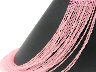 Rose quartz strand - faceted spheres 2,5 mm pink, length 39 cm /1291