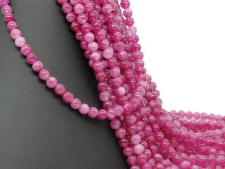 Ruby strand - spheres 7 mm fuchsia, length 38 cm, colored /4992