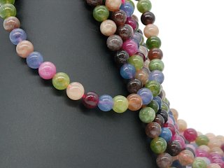 Tourmaline strand - spheres 10 mm multicolor, colored, length 38 cm /2083