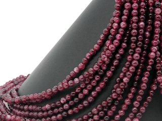 Garnet strand - spheres 6 mm wine red, cloudy, colored, length 38.5 cm /4708