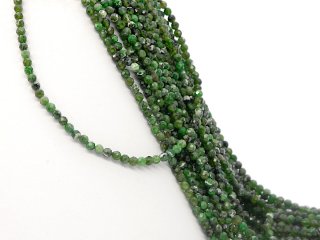 Diopside strand - faceted spheres 4 mm emerald green, 39 cm /2167