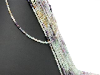 Fluorite mix strand - faceted spheres 3 mm multicolor, length 39 cm /2877