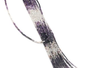 Cordon - différentes pierres précieuses 2,5mm violet blanc, 38,5 cm /2884