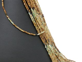 Gemstone mix strand - faceted spheres 2.5 mm green beige brown, length 39 cm /2869
