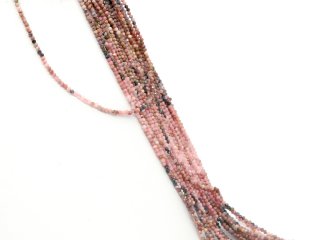 Gemstone mix strand - faceted spheres 2 mm pink multicolor, length 39 cm /2890