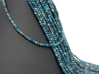 Apatite strand - faceted spheres 4 mm green blue, length 39 cm /5460