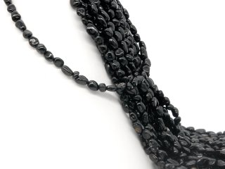 Obsidian Strang - Naturschliff 6x9 mm schwarz, Länge 40 cm /3820