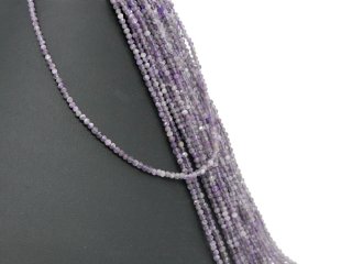 Cordon d´Améthyste - boules à facettes 2,5 mm violet gris, longueur 39,5cm /2378