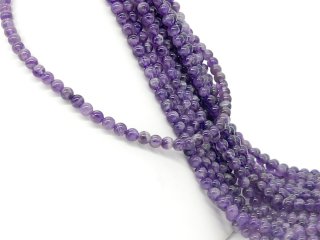 Amethyst strand - round 6 mm violet patterned, length 39.5 cm /1644