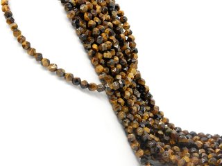 Tiger eye strand - roughly faceted 6 mm gold brown, length 39 cm /2368