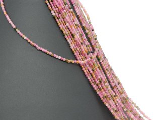 Tourmaline strand - faceted spheres 2.5 mm pink multicolor, length 39 cm /2349
