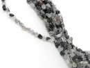 Tourmaline quartz strand - natural cut 6x9 mm gray black,...