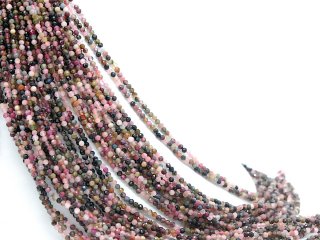 Tourmaline strand - faceted spheres 3 mm multicolor, length 38.5 cm /4574