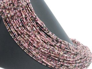 Tourmaline strand - faceted spheres 2.5 mm multicolor, length 38.5 cm /4572