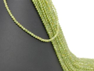 Peridot strand - faceted spheres 3.5 mm green, length 39 cm /1932