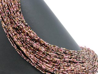 Tourmaline strand - faceted spheres 2 mm multicolor, length 39 cm /4571