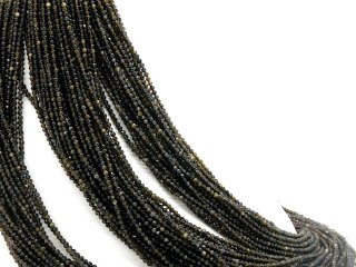 Gold sheen obsidiane strand - faceted spheres 2.5 mm shimmering, length 39 cm /4063