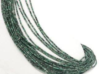 Emerald strand - faceted cubes 2.5 mm green, length 38.5 cm /3968