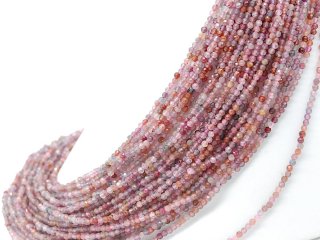 Spinel strand - faceted spheres . 3 mm red pink, length 38 cm /3937