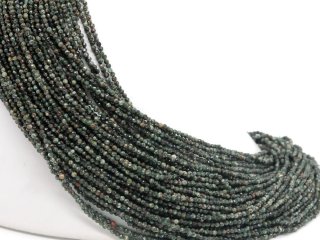 Seraphinite strand - faceted spheres 3 mm moss green, length 38.5 cm /3950