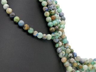 Pierced, colourful chrysoprase beads