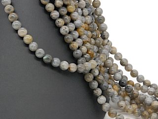 Labradorite strand - spheres 8 mm beige grey, length 38.5 cm /4894
