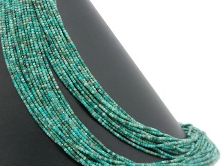 Chrysocolla strand - faceted cubes 3mm blue green, length 38 cm /3969
