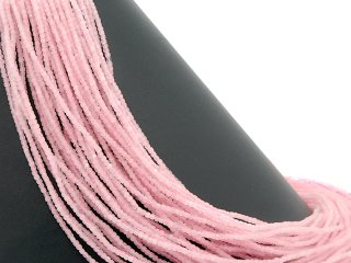 Rosenquarz Strang - facettierte Rondelle 2x2,5 mm pink, Länge 39 cm /3815