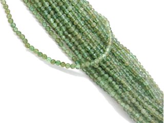 Apatite strand - faceted spheres 4 mm green, length 39 cm /5574