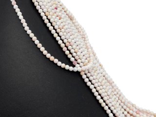 Pierced, bright, faceted Pinkopal spheres