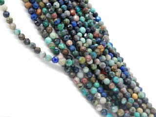 Chrysocolla strand - faceted spheres 4 mm multicolor, length 39 cm /3933